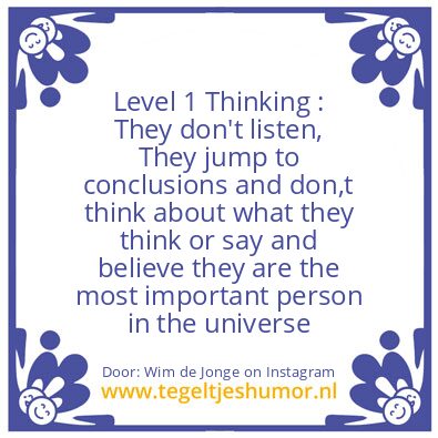 Tegeltje: Level 1 Thinking