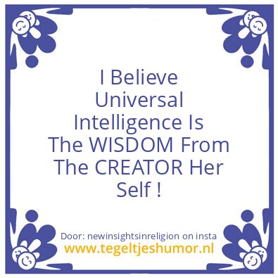 Tegeltje: Universal Intelligence.