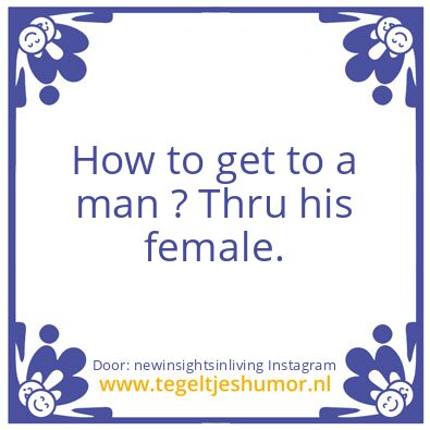 Tegeltje: How to get to a man ?