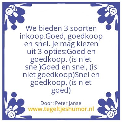 Tegeltje: Inkoop