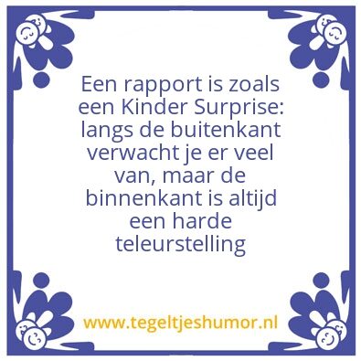 Tegeltje: Rapport