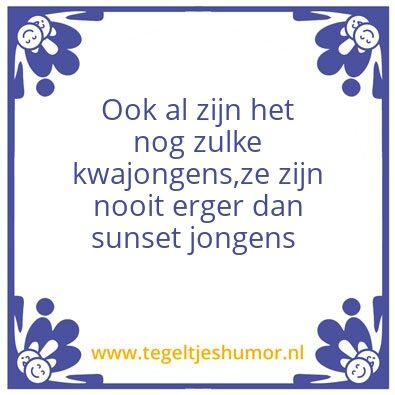 Tegeltje: Sunset jongens