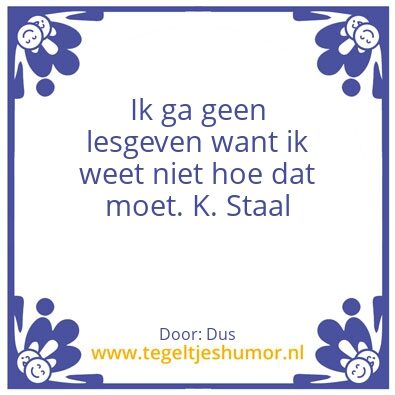 Tegeltje: Les