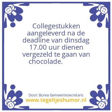 Tegeltje: chocolade
