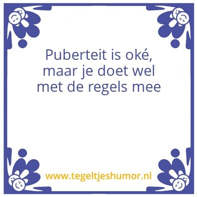 Tegeltje: Pubertijd