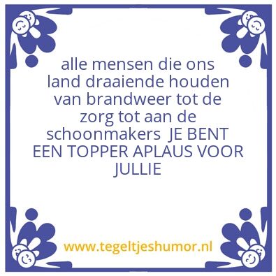 Tegeltje: topper