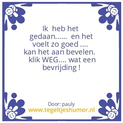 Tegeltje: fijn