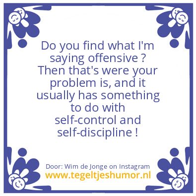 Tegeltje: self-contro