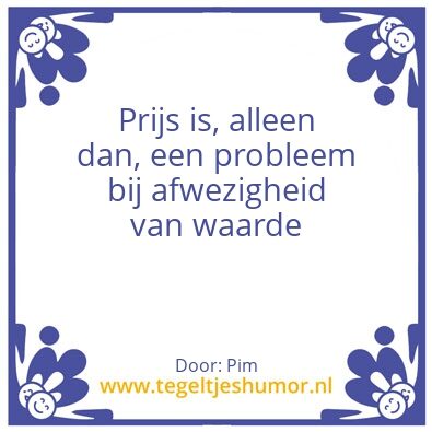 Tegeltje: Prijs