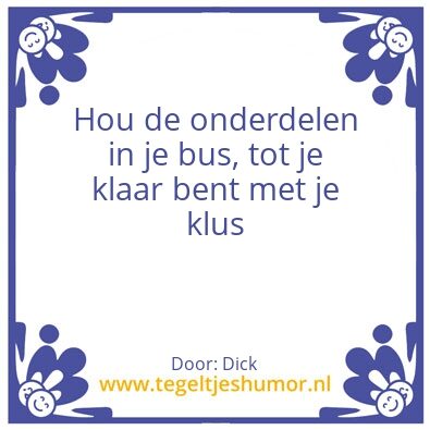 Tegeltje: Klus