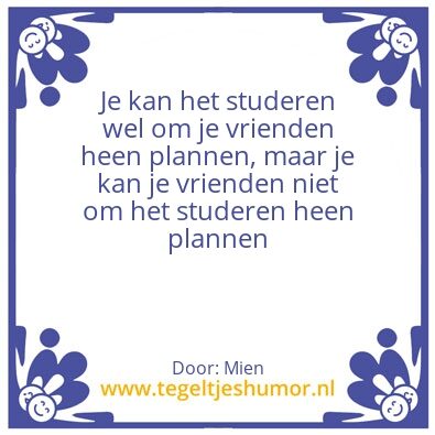 Tegeltje: studeren