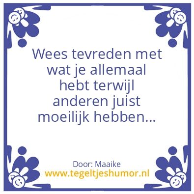 Tegeltje: Tevreden