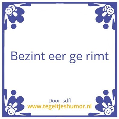 Tegeltje: sdfdsf