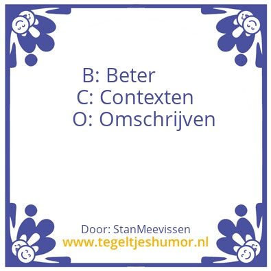 Tegeltje: BCO