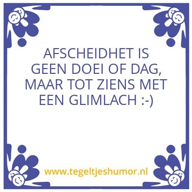 Tegeltje: Afscheid