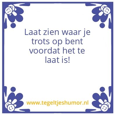 Tegeltje: Wees trots