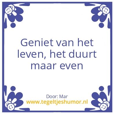 Tegeltje: Geniet