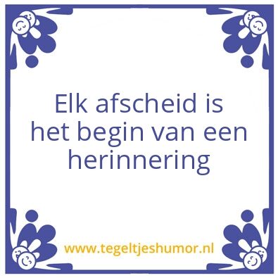 Tegeltje: Afscheid
