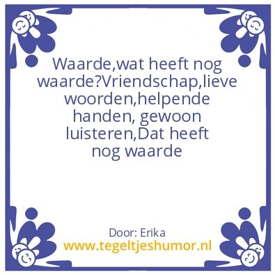 Tegeltje: Waarde