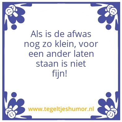 Tegeltje: Afwas