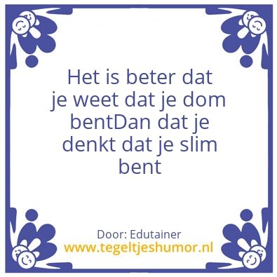 Tegeltje: Slim?