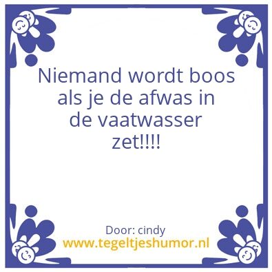 Tegeltje: vaatwasser