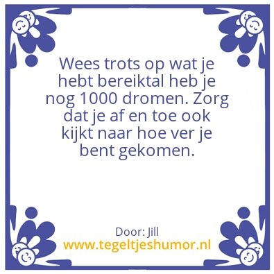 Tegeltje: Trots