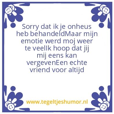 Tegeltje: Sorry