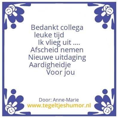 Tegeltje: Afscheid