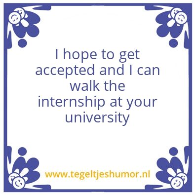 Tegeltje: Internship