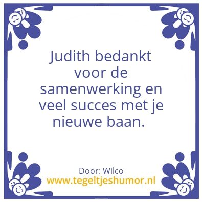 Tegeltje: Afscheid Judith