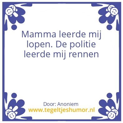 Tegeltje: Lopen.